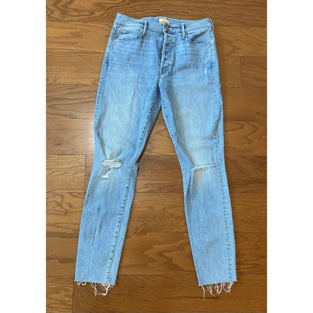 Mother Jeans The Stunner Ankle Fray Light Denim Dreamer Sz 30 Excellent Conditio
